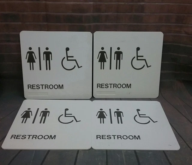 RESTROOM W/ WHEELCHAIR White Signs ADA Compliant Public Accommodation ...