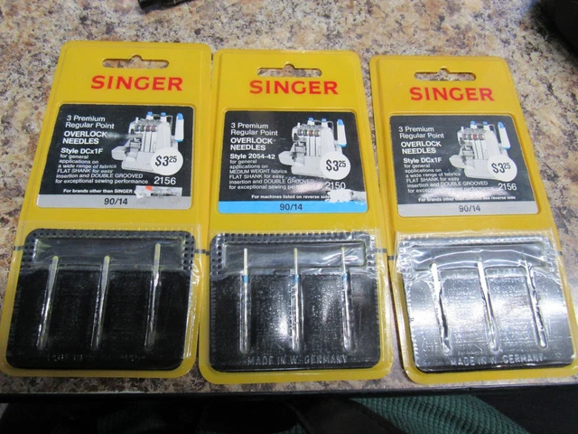 15 agujas Singer overlock repartidor 5 paquetes 90/14 #2156 punto regular DCx1F