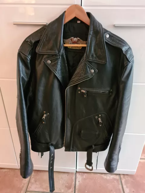 Harley Davidson HD - schwere Herren Motorrad Leder Jacke XL schwarz neuwertig