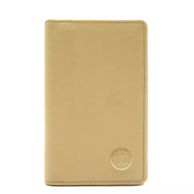 CHANEL COCO Button Card Case holder leather Beige GHW Used