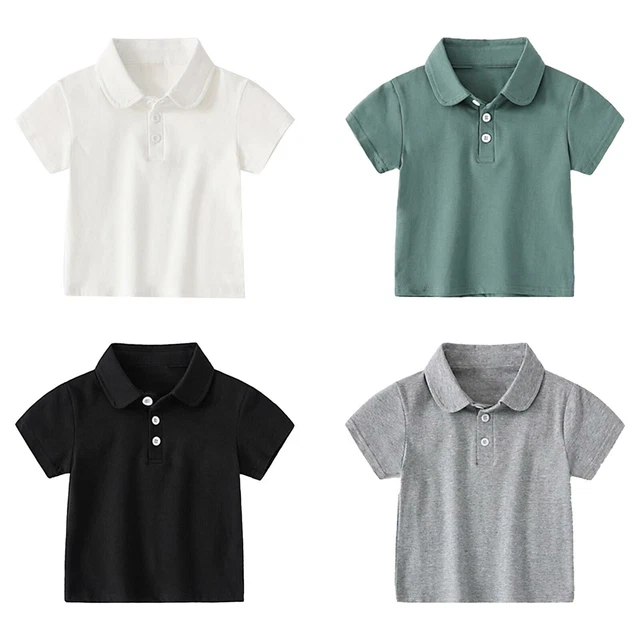 Toddler Baby Boy Short Sleeve Shirts Plain Tee Shirt Summer Collared Casual Tops