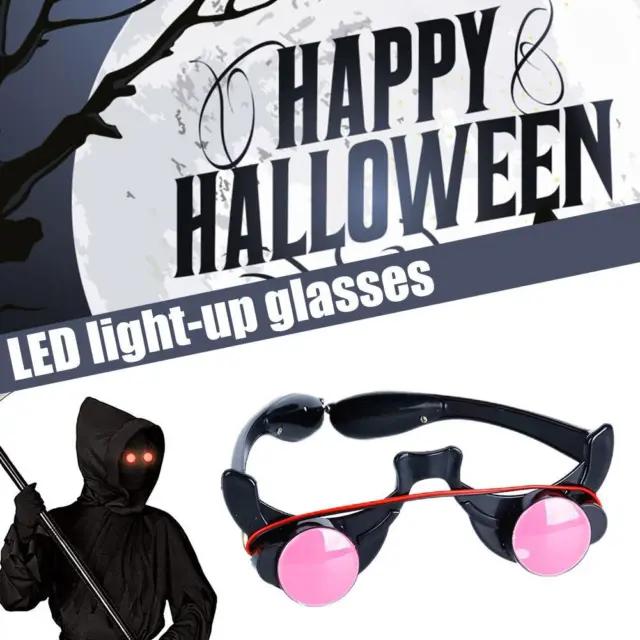 1-5pz Occhiali LED Luminosi Luminosi Occhi Rossi Divertenti Halloween Cosplay X8B3
