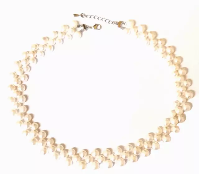 White Freshwater Cultured Pearl 7-8mm 3 Rows Necklace 925 Silver 16inch+2in