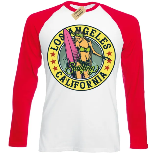 Los Angeles Surf T-Shirt California Spiaggia USA Uomo Baseball
