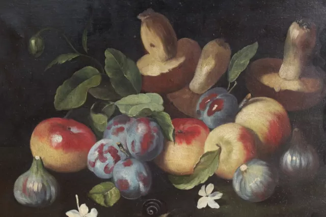 Pintura italiana oleo sobre lienzo bodegon fruta cuadro estilo antiguo 2