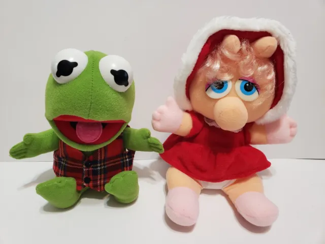 1987 Muppet Babies Miss Piggy Kermit Frog Plush Stuffed Vintage