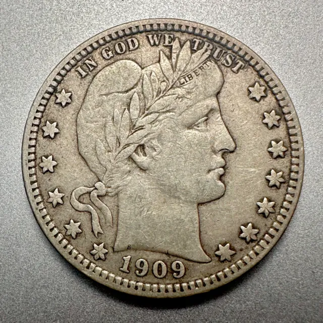 1909-D   Barber Quarter   Vf/Xf   Key Type Coin  #3964