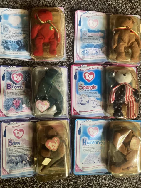 Ty Tennie Beanie Baby Lot Of 6 New in Box ERRORS RARE COLLECTION Vintage