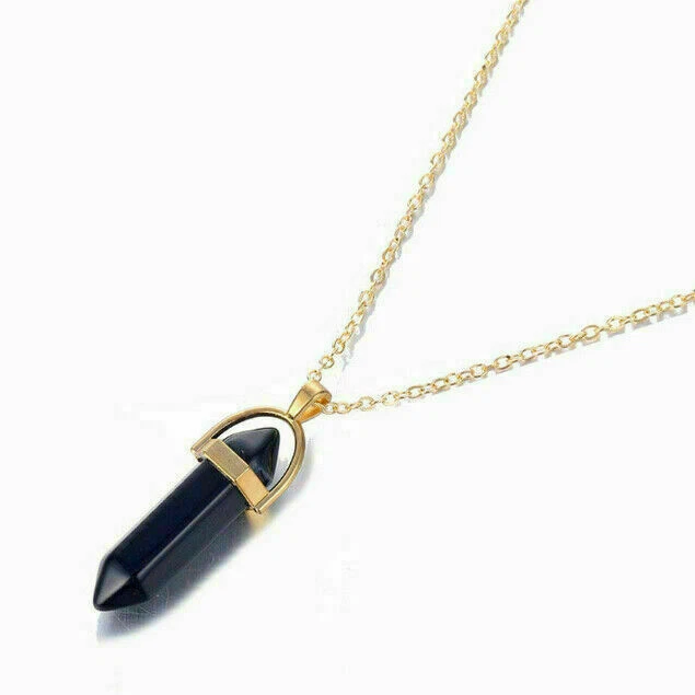 Hexagonal Natural Quartz Crystal Chakra Healing Point Pendant Necklace Jewelry