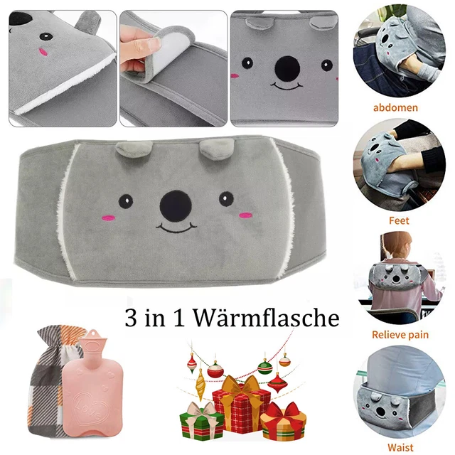 Wärmflasche mit Bezug Wärmflaschengürtel Bettflasche Gummi Warmwasserbeutel DHL