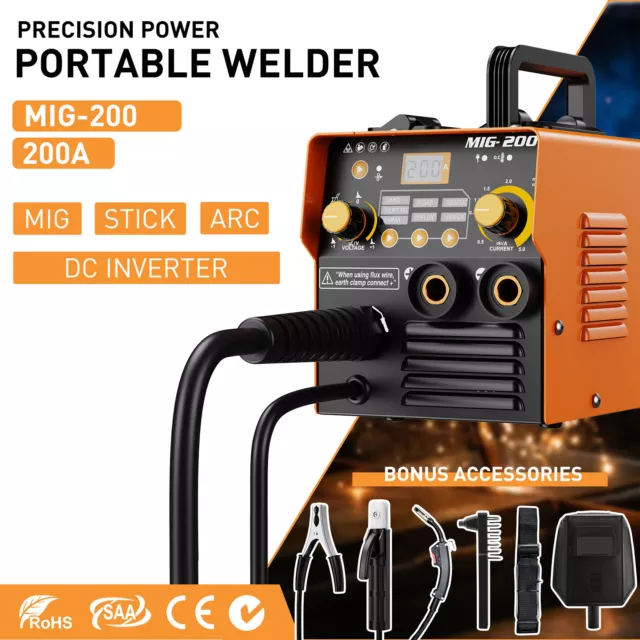 3 In 1 Mig Welder Inverter 200A Dc Mma Gasless Tig Arc Mig Welding Machine 220V