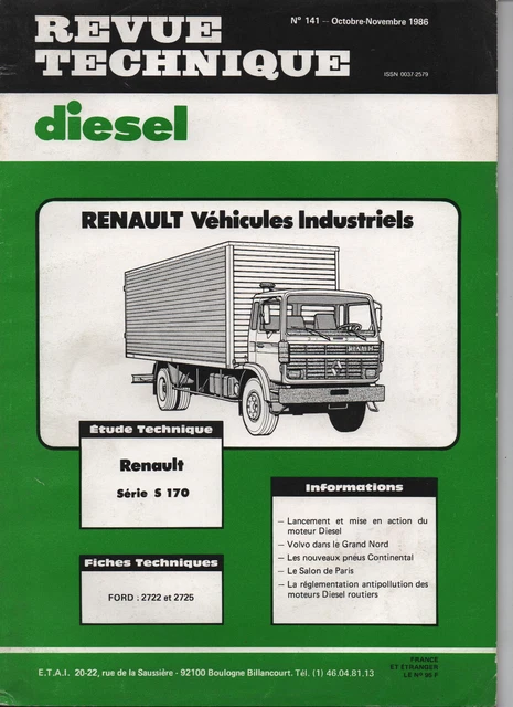 RENAULT VI RVI S170 RTD camion REVUE TECHNIQUE Diesel EUR 25,90 ...