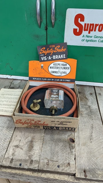 Vintage Vis-A-Brake ACCESSORY SAFETY BRAKE FLUID INDICATOR Glass Glass Reservoir