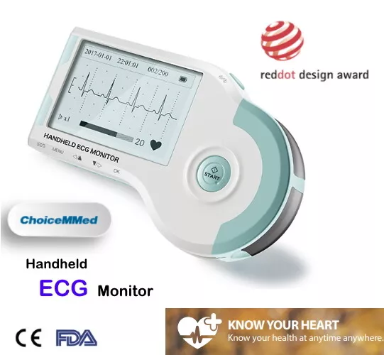 ChoiceMMed Portable ECG Electrocardiograph monitor, Finger clips, electrode pads