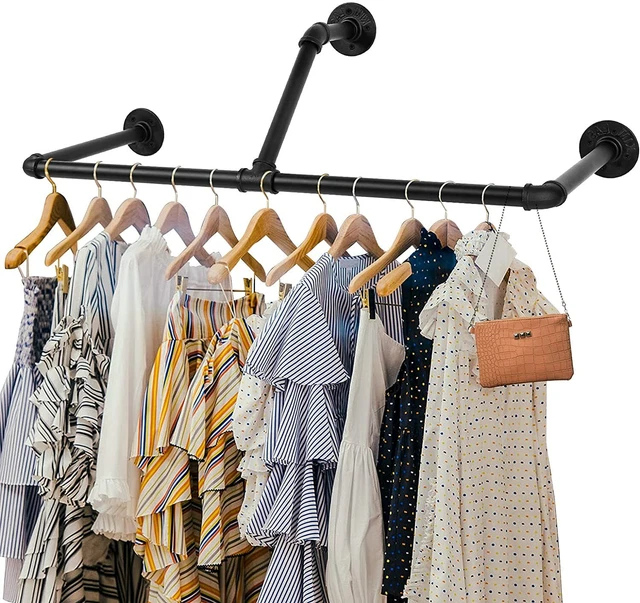 32.68IN INDUSTRIAL WALL Mounted Clothes Rack TBar Pipe Coat Hanger