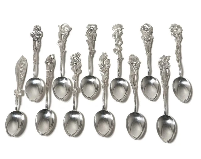 Vintage Sweden Silver 830 Coffee Spoons 12 Pcs With Engravings.Mid 20th Century