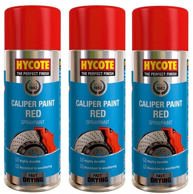 Hycote Red Spray Paint Fast-Drying High Heat Brake Caliper 400ml *3