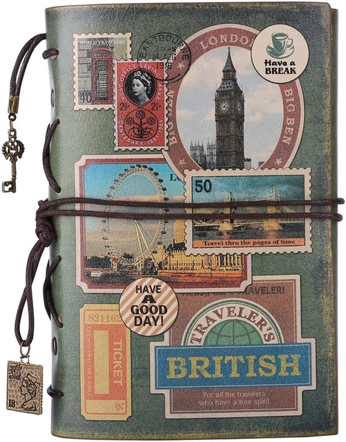 Taccuino Agenda in Pelle,  Vintage Traveler Notebook, Classica, Ricaricabile, Ag
