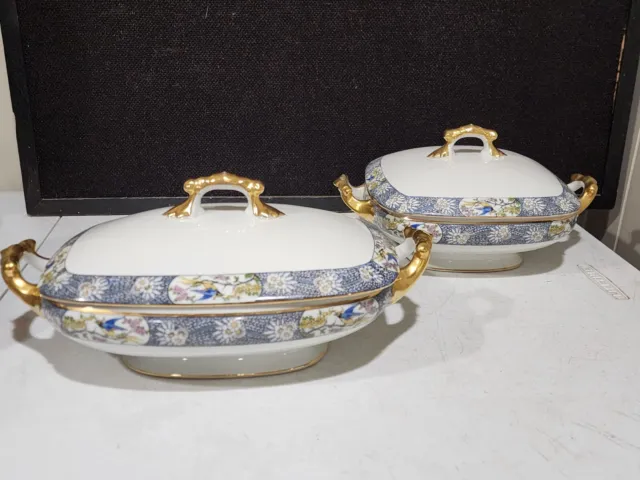 SET OF 2- JPL Jean Pouyat Limoges Bird of Paradise POY50 COVERED CASSEROLES READ