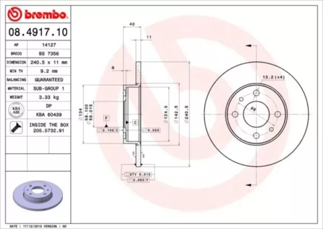 BREMBO Bremsscheiben Ø240mm + Bremsbeläge für Alfa Romeo 145 146 1.4 1.7 1.9 TD 3