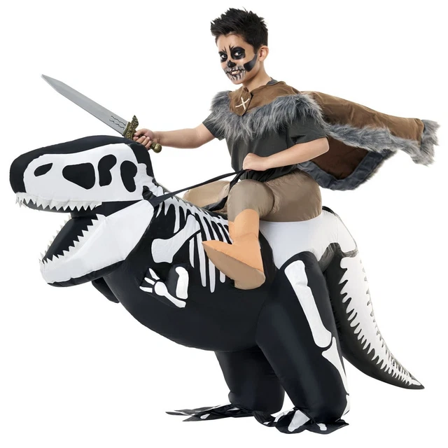 KIDS INFLATABLE SKELETON Trex RideOn Costume Boys Girls Halloween