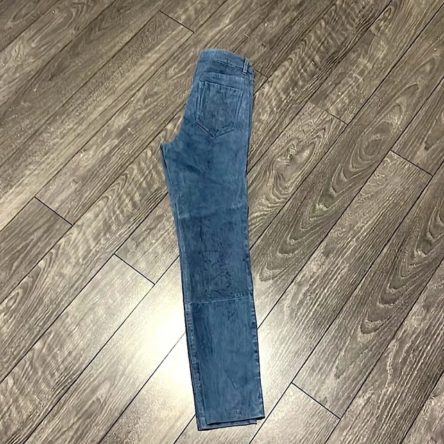 Theory blue suede skinny jeans 4