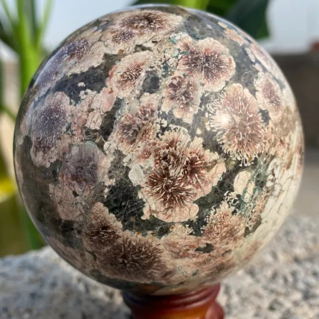 490g Natural Green cherry agate Ball Quartz Crystal Sphere Reiki gem healing