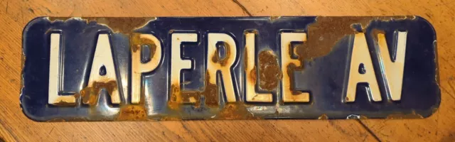 Blue White Porcelain Street Sign Laperle St One Sided