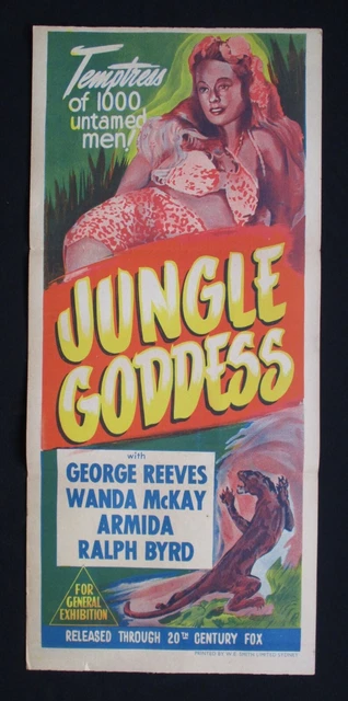 JUNGLE GODDESS 1948 Rare Australian daybill movie poster George Reeves ...