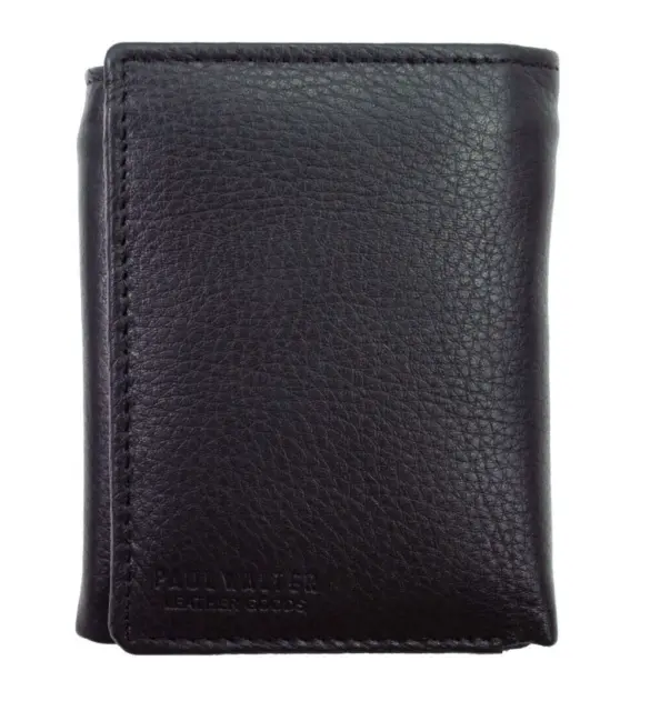 Mens Trifold Wallet RFID Blocking Genuine Leather Trifold Wallet with ID Window