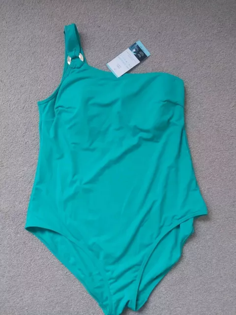 Ladies Green One Shoulder Swimming Costume From M&S -size 18 BNWT