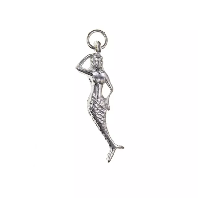 925 Sterling Silver Mermaid Charm & Gift Box 3D NEW Solid UK 925 HM 27x7x3mm