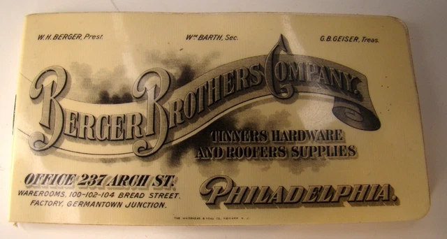 Antique Philadelphia Berger Brothers Supplies Company 1900 Advertising Notebook