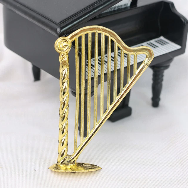 Miniature Harpe De Concert Pour Maison De Poupée 1:12 - En Bois Non Fonctionnel - Fabrication UK