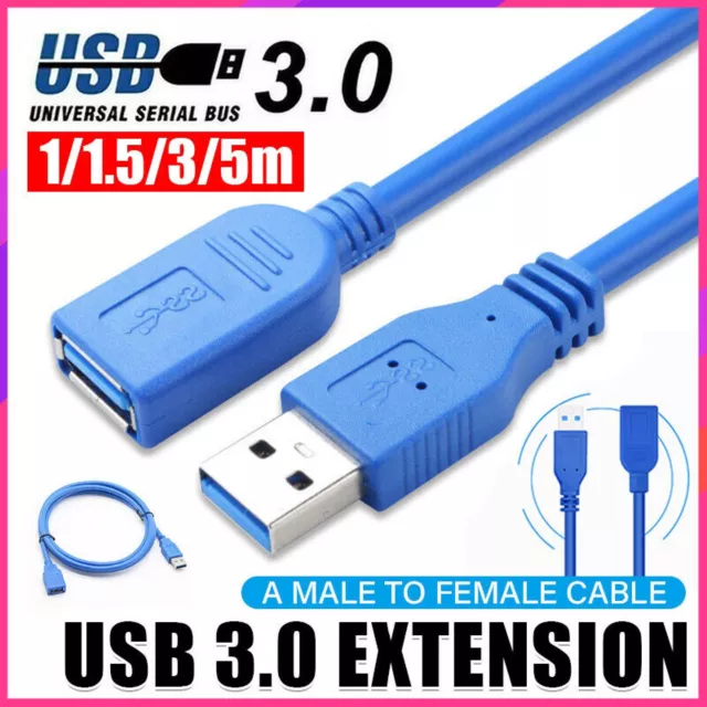 USB 3.0 Male to Female SuperSpeed Cable Extension Cord Type 1M 1.5M 3M 5M AU