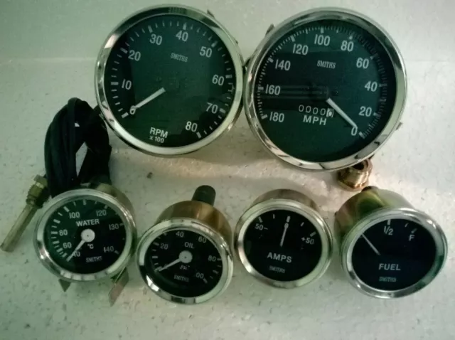 Smiths Replica 52mm Kit- Temp  Oil  Fuel  Amp Gauge  Speedometer  Tacho 100mm