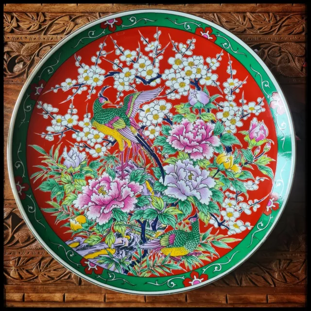 Japanese Imari Porcelain 26cm Display Plate with Exotic Birds & Peonies