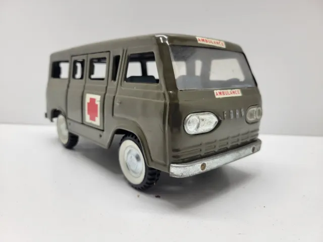 VINTAGE 1960’S NYLINT Pressed Steel Ford Econoline Ambulance Van with ...