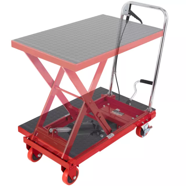 VEVOR Carro Hidráulico de Mesa Elevadora Tijera Individual 230 kg, 720 mm, Rojo