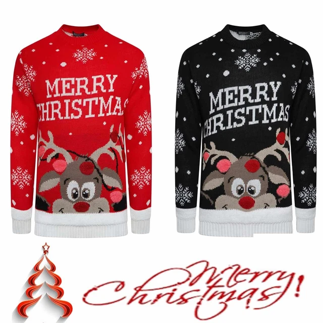 Kids Girls Boys Merry Xmas Christmas Pom Pom 3D Retro Jumper Sweater Top Novelty