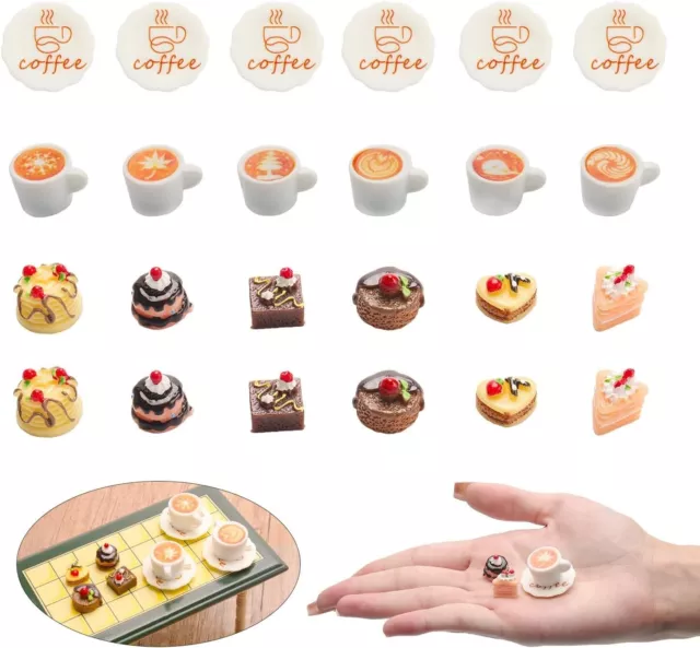Set of 24 Miniature Food Cakes Coffee Dessert Dollhouse Model Mini (1:24 Scale)