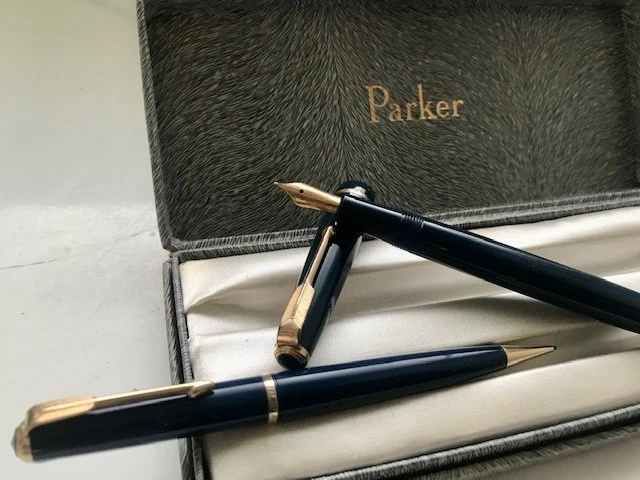Stylo Plume Parker Duofold Inter Noir - Plume En Or 18K Oblique Large, Occasion De Collection