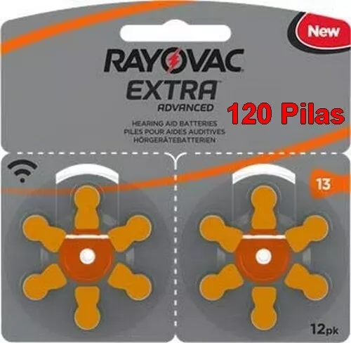 Pack 120 pilas de audifono Rayovac Extra Advanced-Zinc P13 PR48 ZL2,sin mercurio