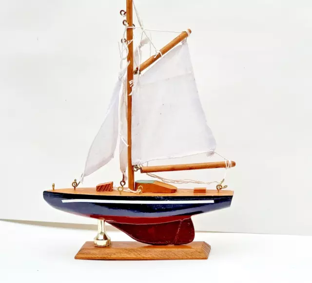 Vintage Sailboat Wooden Model from Småland Sweden Handmade Folk Art