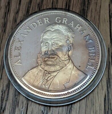 Frankln Mint Bronze coin 1.5" D Gallery of Great Americans Alexander Graham Bell