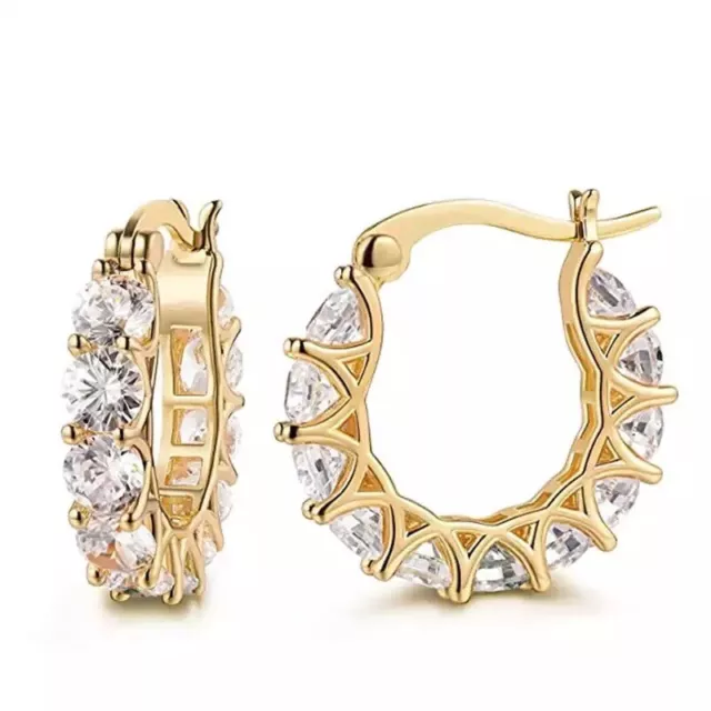 Gold Earrings For Women 9ct Small Wedding Bridal Hoop Yellow Moissanite