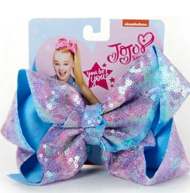 JoJo Siwa Signature Pastel Ombré Blue Pink Purple Shimmer Sequin Hair Bow NWT