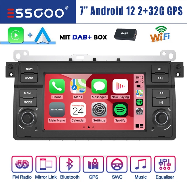 DAB+ AUTORADIO CARPLAY Android 12 GPS BT WIFI RDS Für BMW 3er E46 318