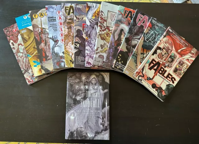 Lot of 13 Fables TPB Vols. 1 2 3 4 5 6 7 8 9 10 11 12 & 1001 Nights Snowfall HC