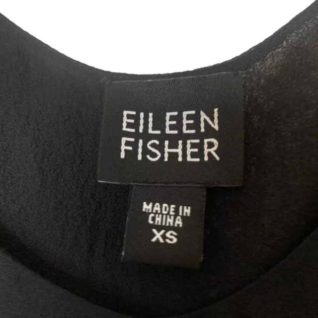 Eileen Fisher Silk Beaded Lined Black Tank Top 3